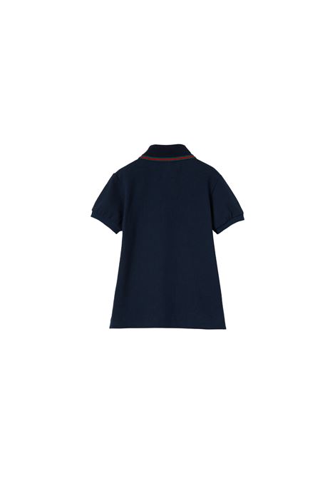 Polo In Cotone Blu Scuro Con Dettaglio Web GUCCI KIDS | 805405-XJGXV4306